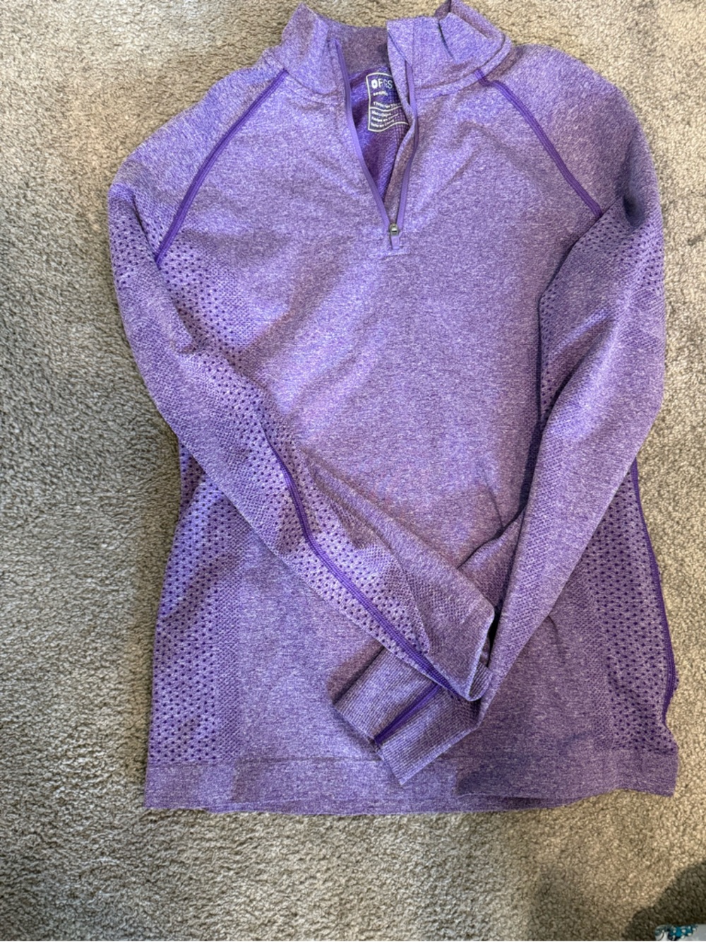 Figs Women's Purple Seamless Active Zip long sleeve shirt